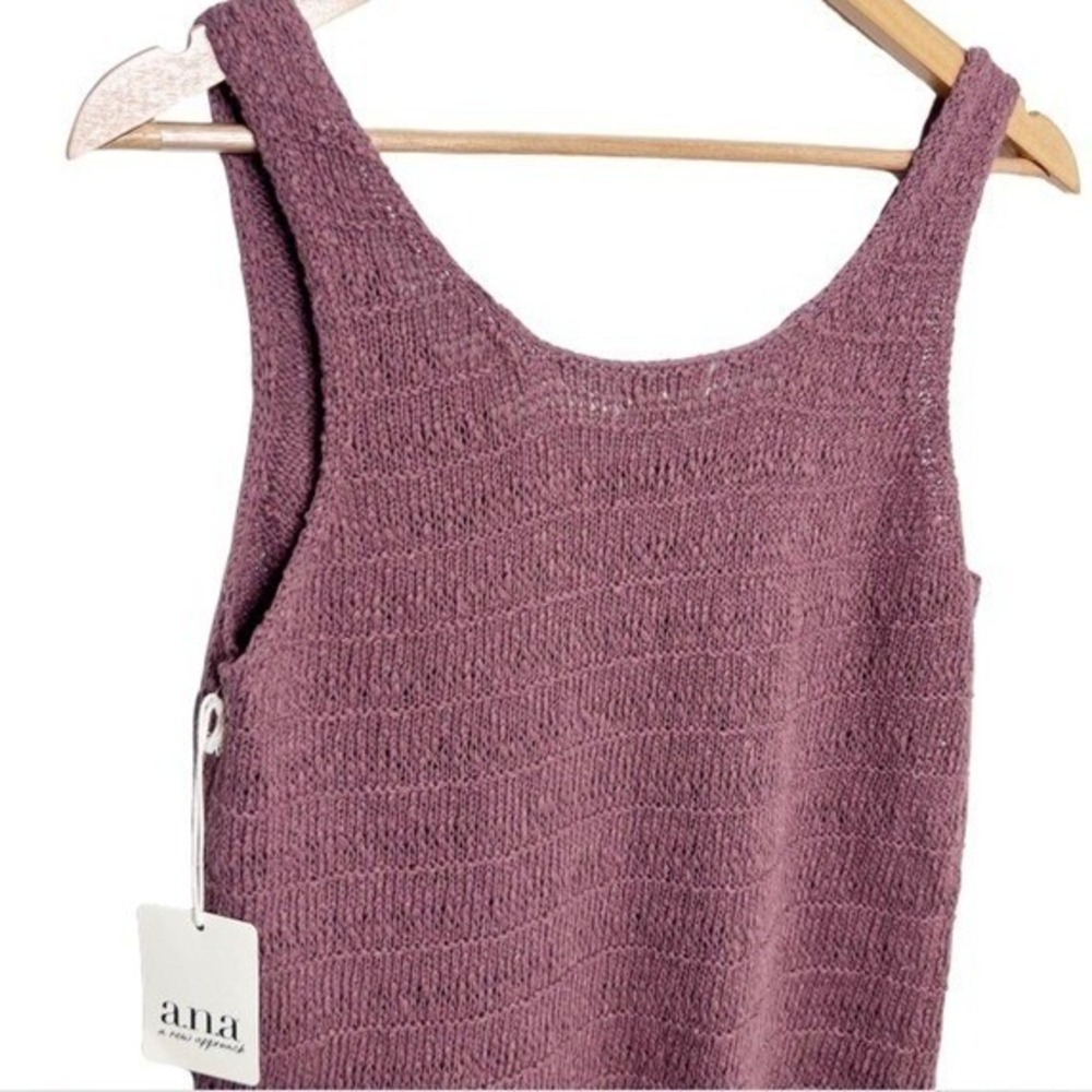 ANA A New Approach NWT Brown Textured Knit Scoop Neck Cotton Tank Top Size Med - Picture 5 of 8